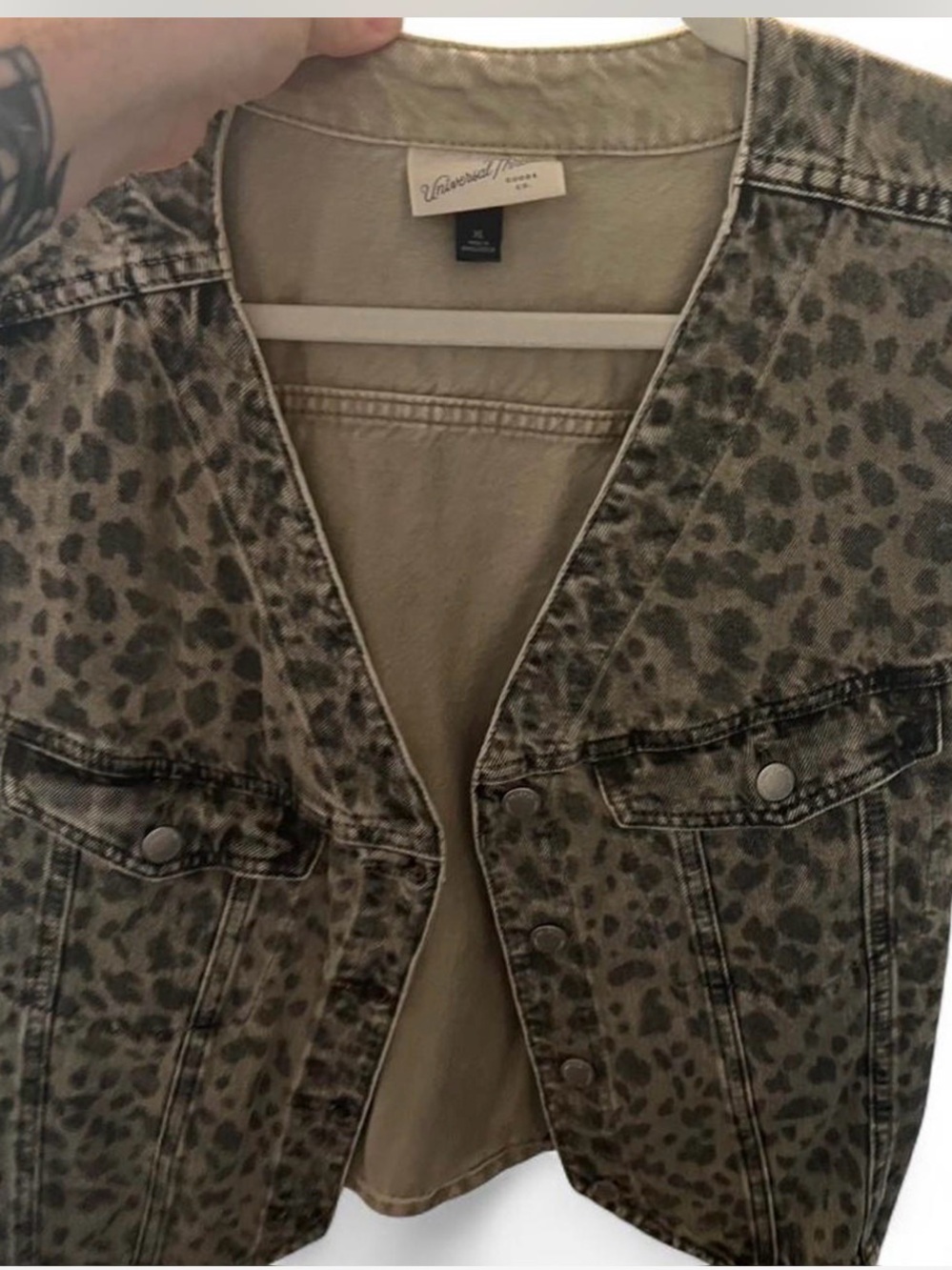 Universal Thread Brown Leopard-Print Denim Vest